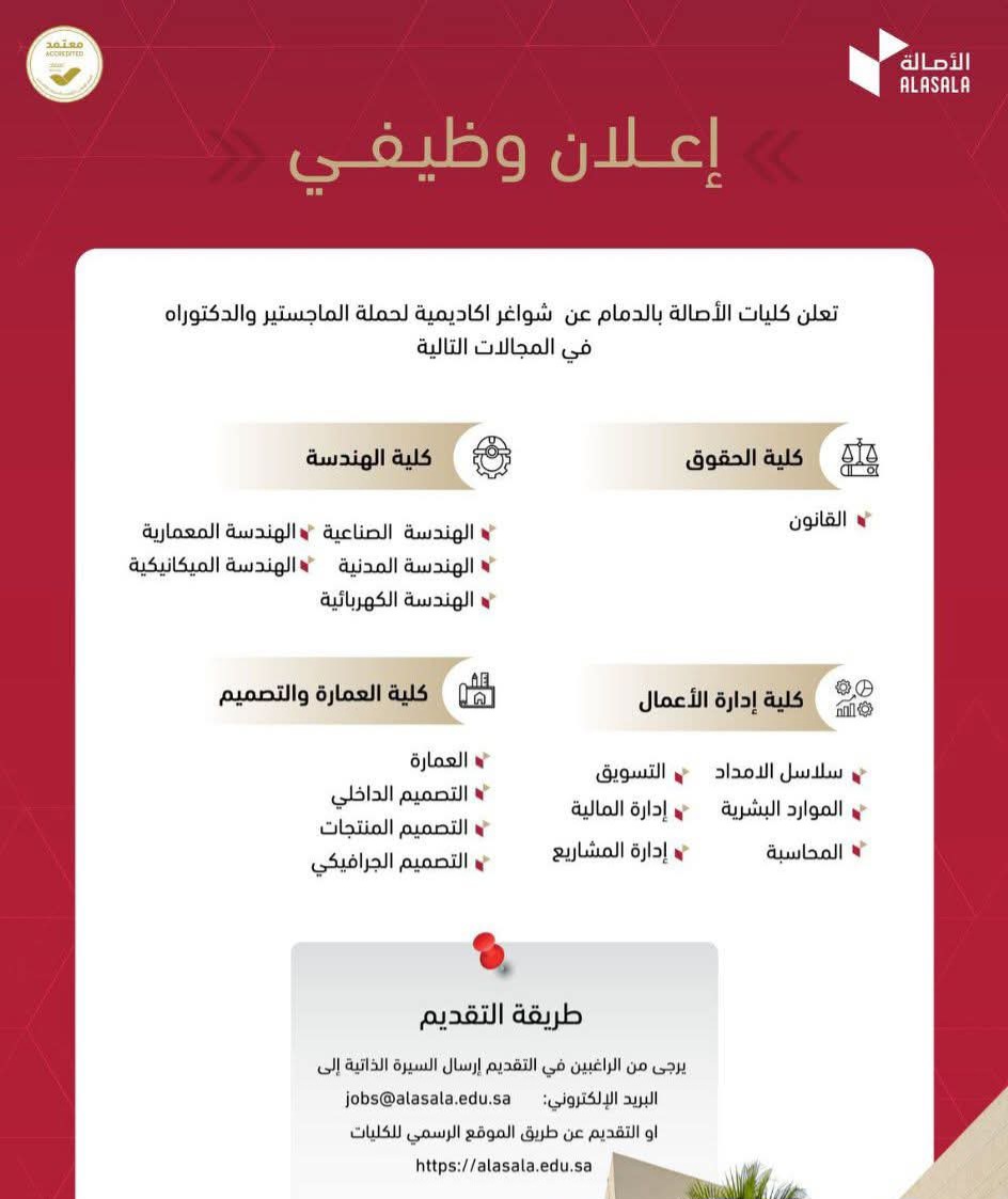وظائف كليات الأصالة